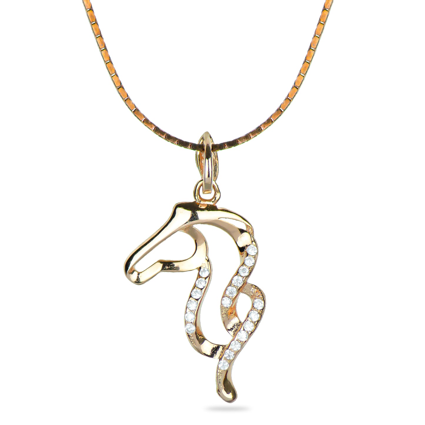 Sea Horse Pendant Necklace in Rose Gold
