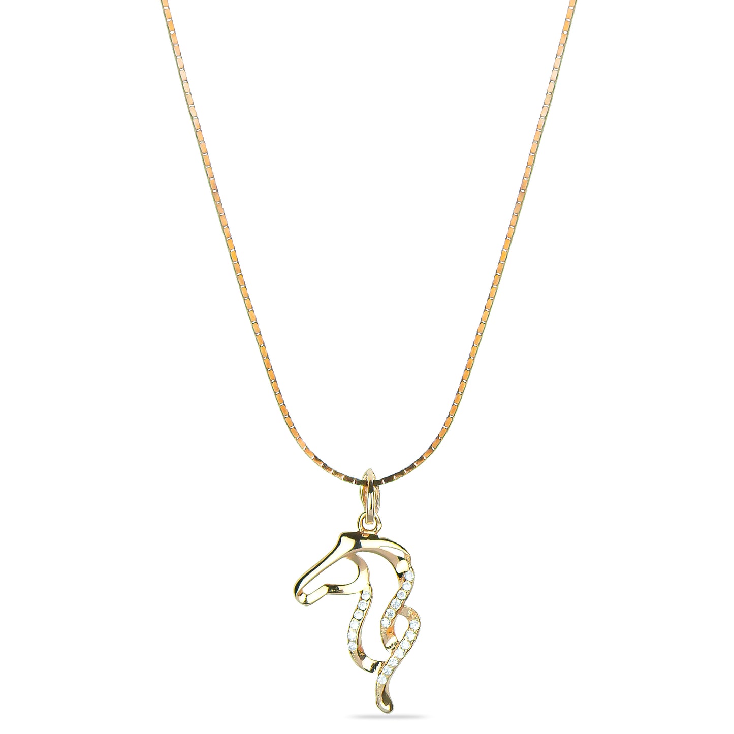 Sea Horse Pendant Necklace in Rose Gold