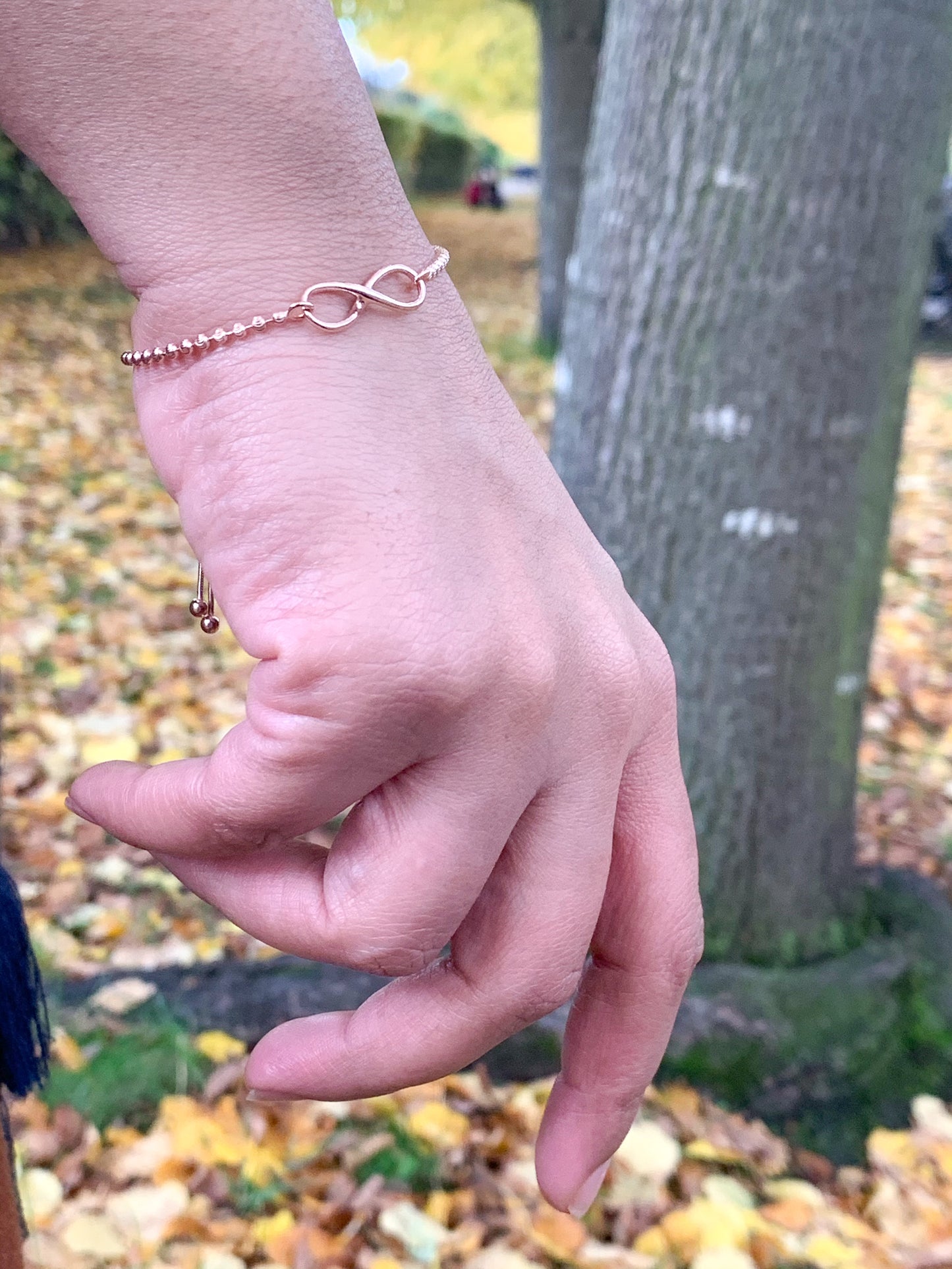 Infinity Beaded Rose Gold Bracelet