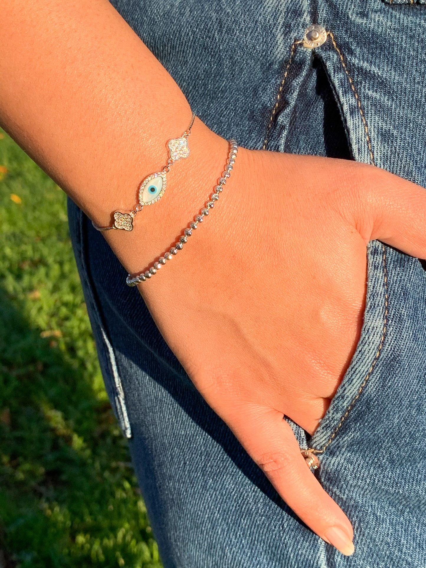 Mother Of Pearl Evil Eye Bracelet