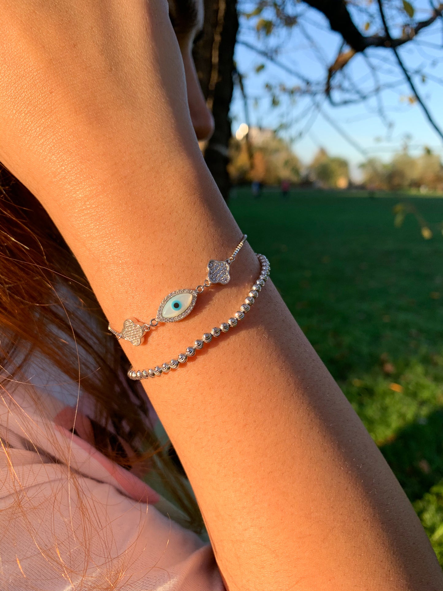 Mother Of Pearl Evil Eye Bracelet