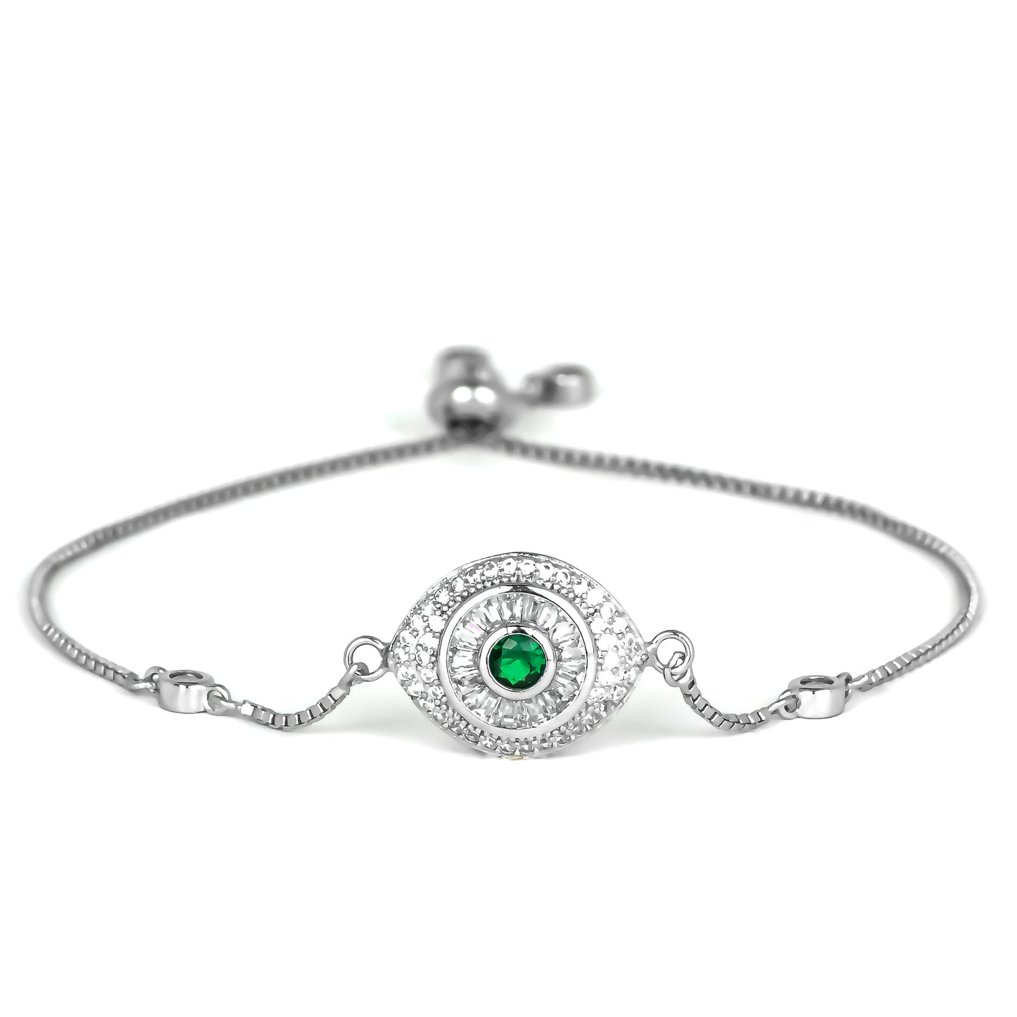 Adjustable evil eye green bracelet