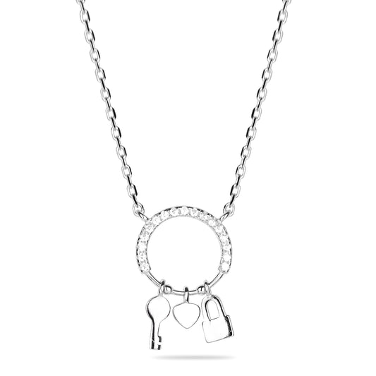 Lock Key & Heart Charm Necklace