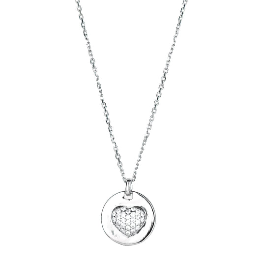 Coin Heart Necklace in Silver