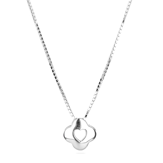 Tiny Clover Necklace in Silver