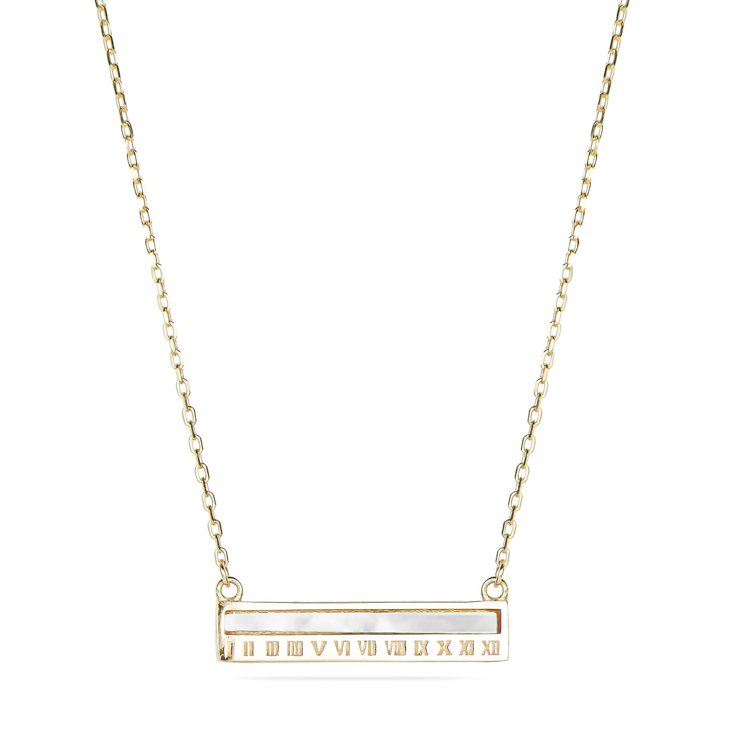 Roman Clock Bar Necklace in Rose Gold