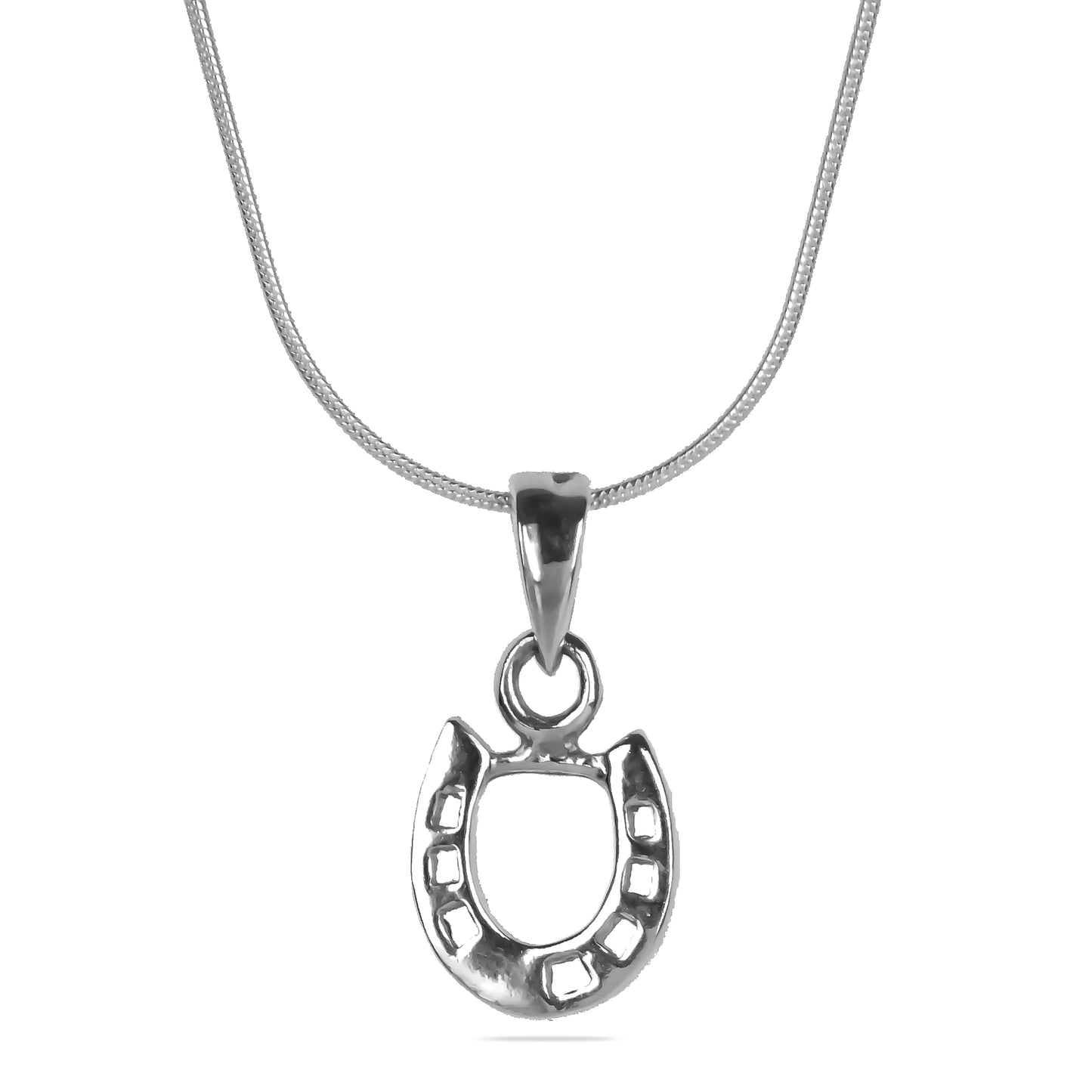 Horseshoe Pendant Necklace in Silver