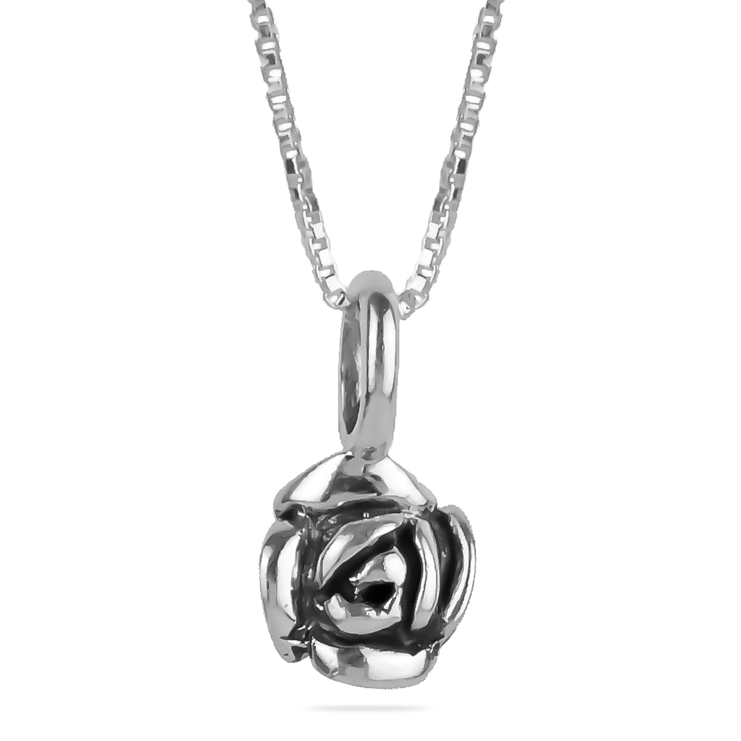 Vintage Rose Pendent Necklace in Silver