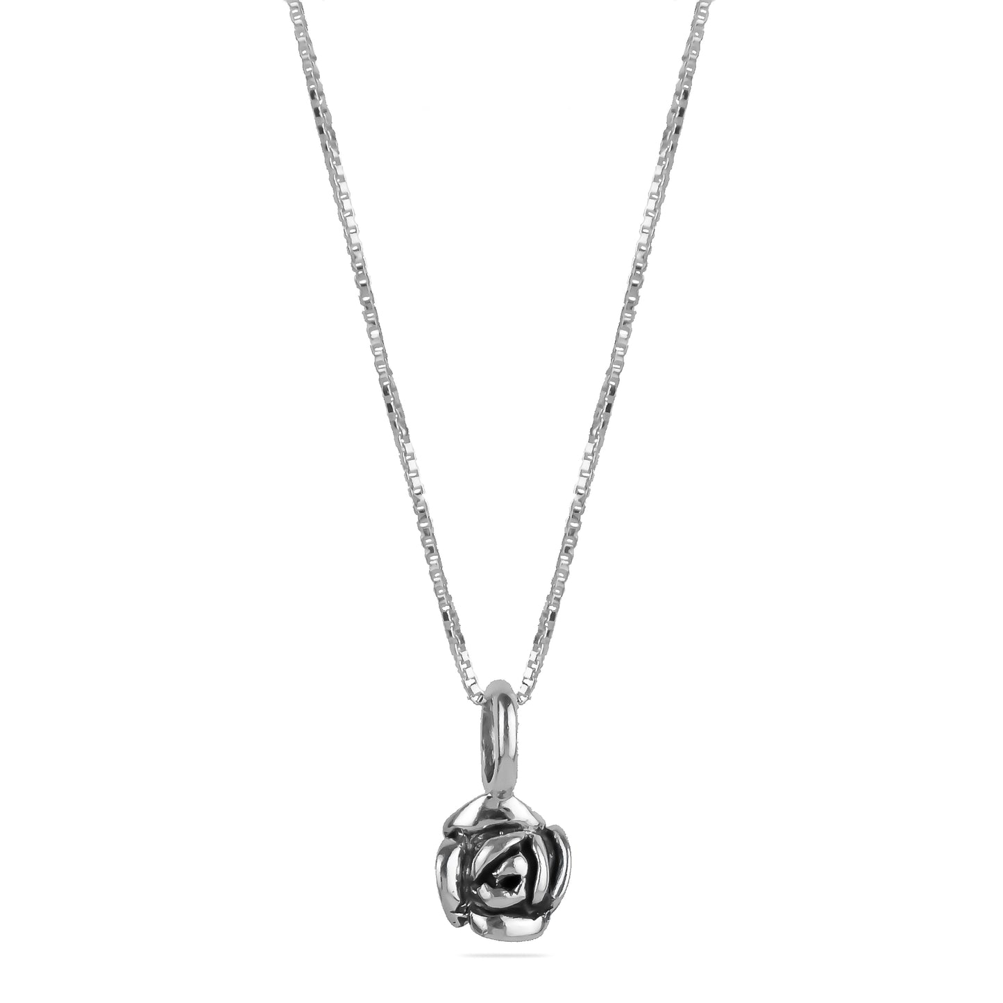 Vintage Rose Pendent Necklace in Silver