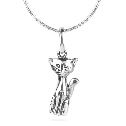 Cat Pendant Necklace in Silver