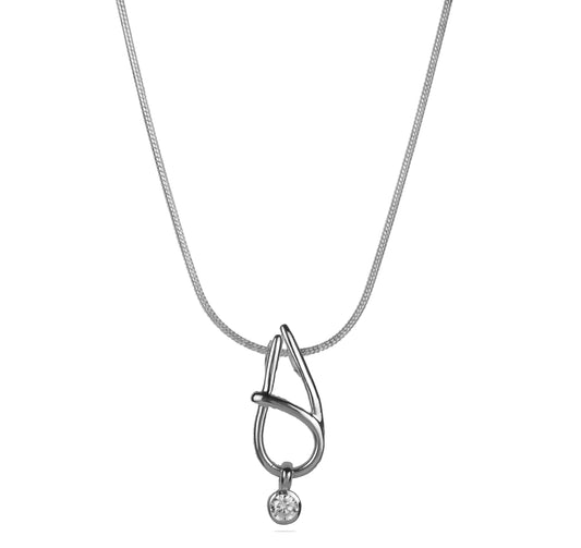 Teardrop Pendant Necklace in Silver