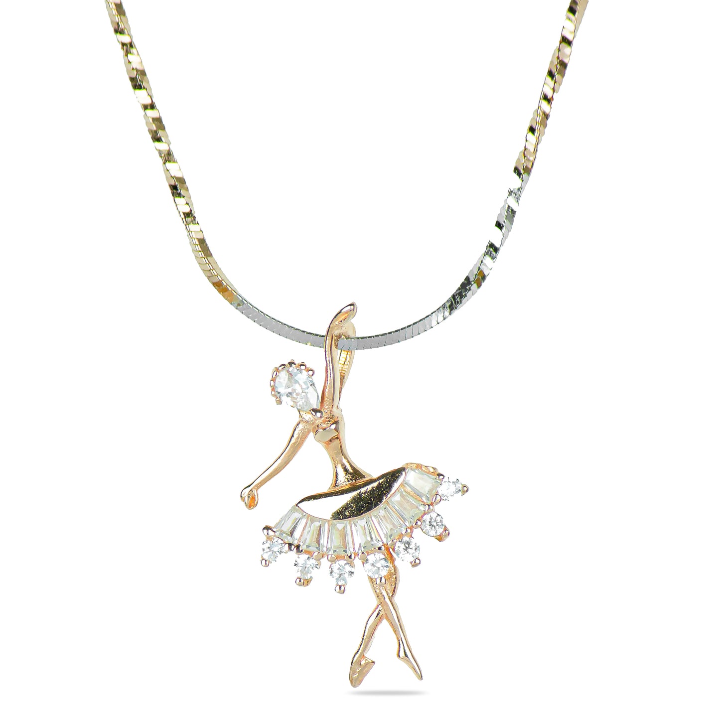 Ballerina Pendant Necklace in Rose Gold