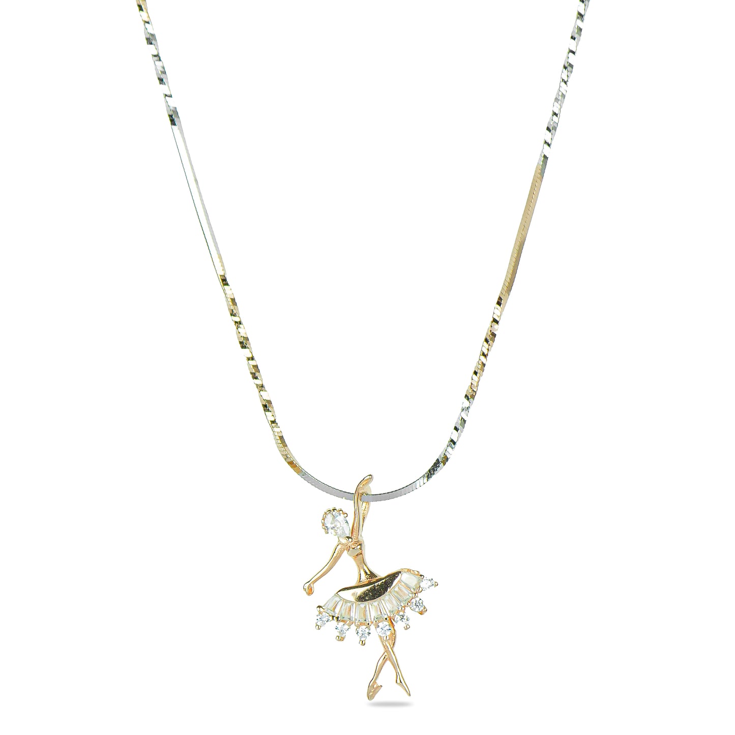 Ballerina Pendant Necklace in Rose Gold