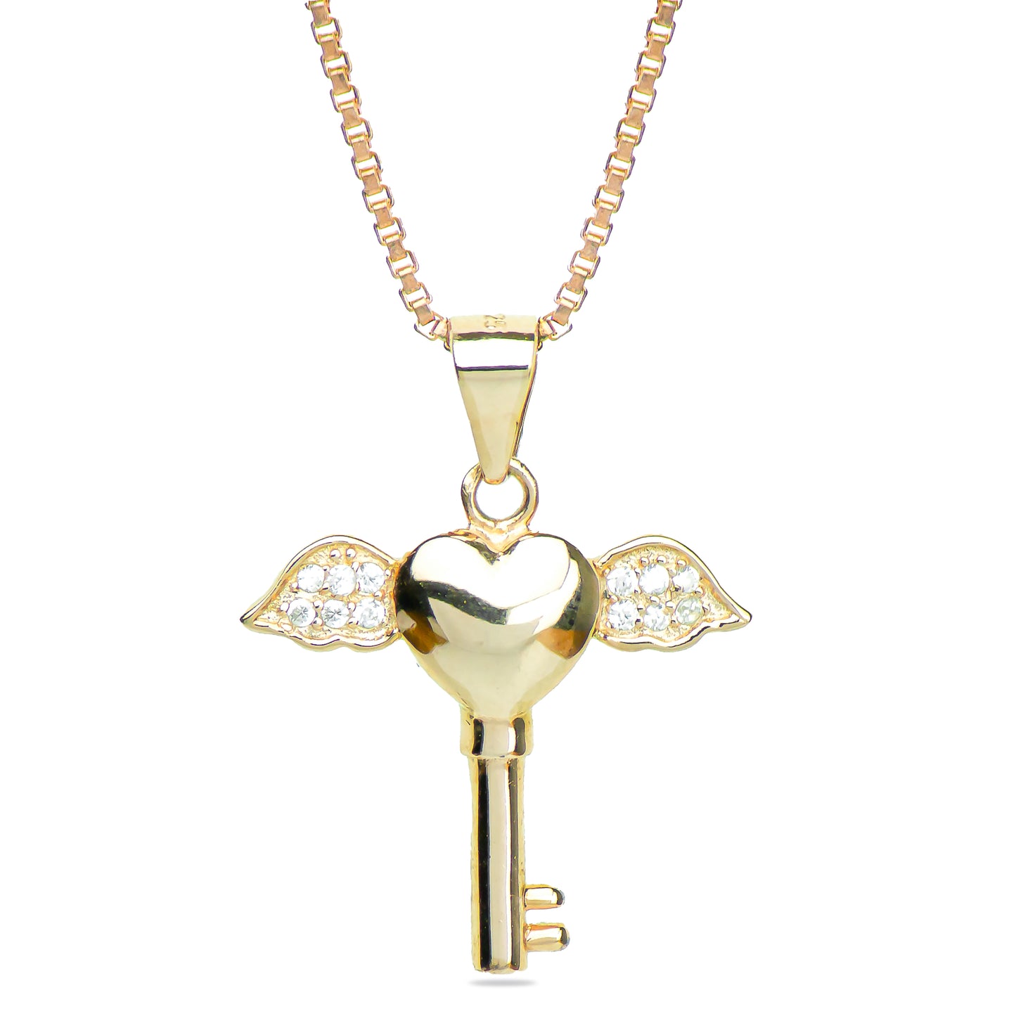 Angel Wings Key Pendant in Rose Gold