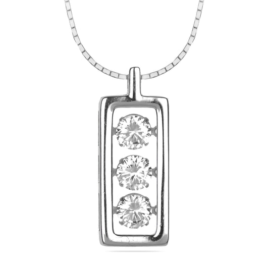 Rectangle bar Pendant Necklace in Silver