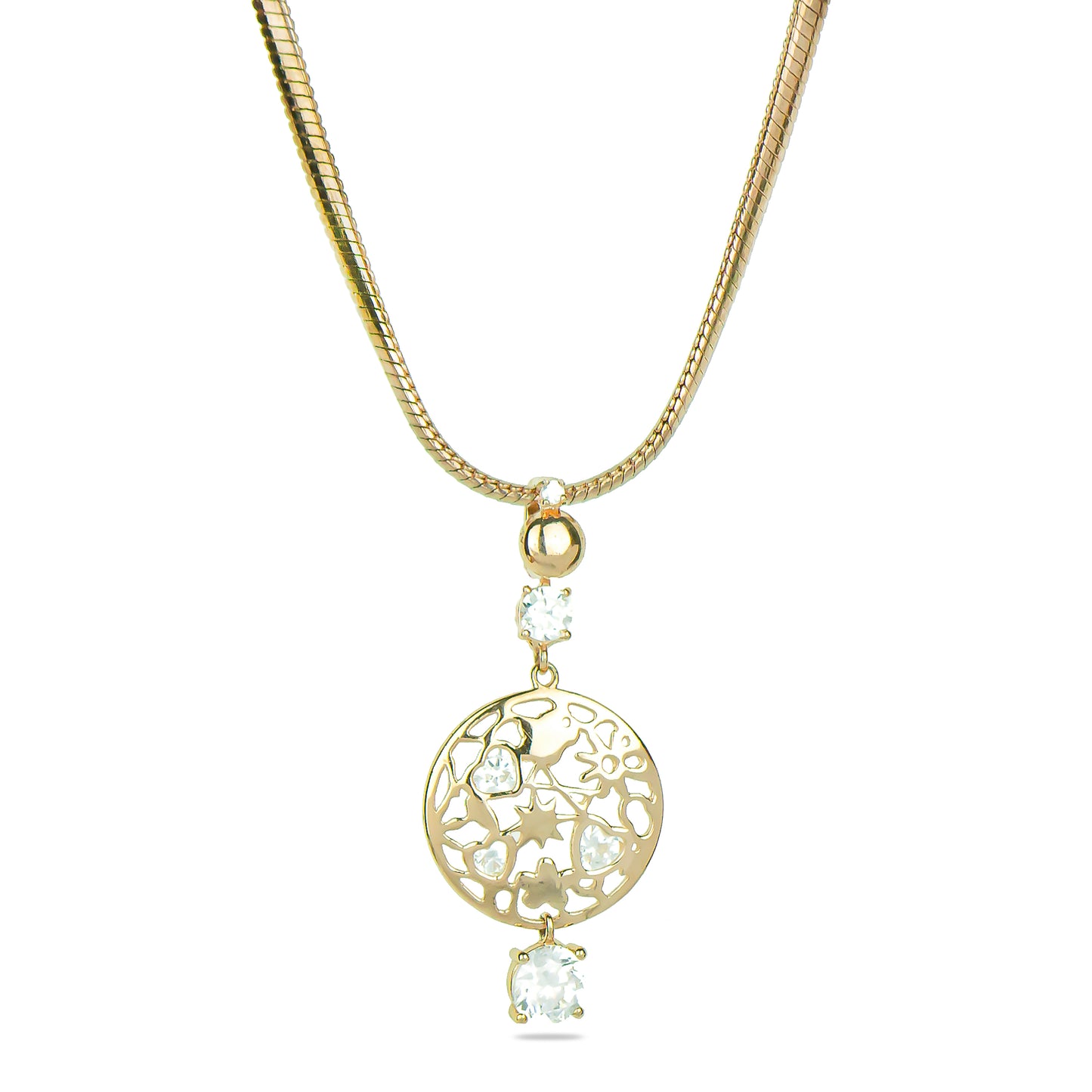 Round pendant with Cubic Zirconia in Rose Gold